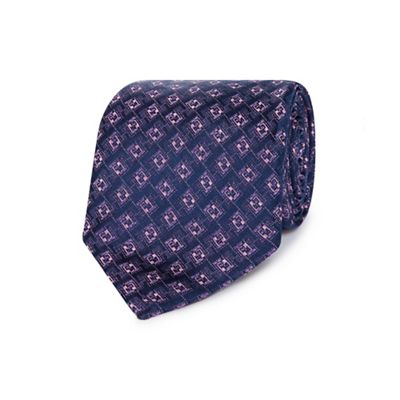 The Collection Navy tonal squares silk tie